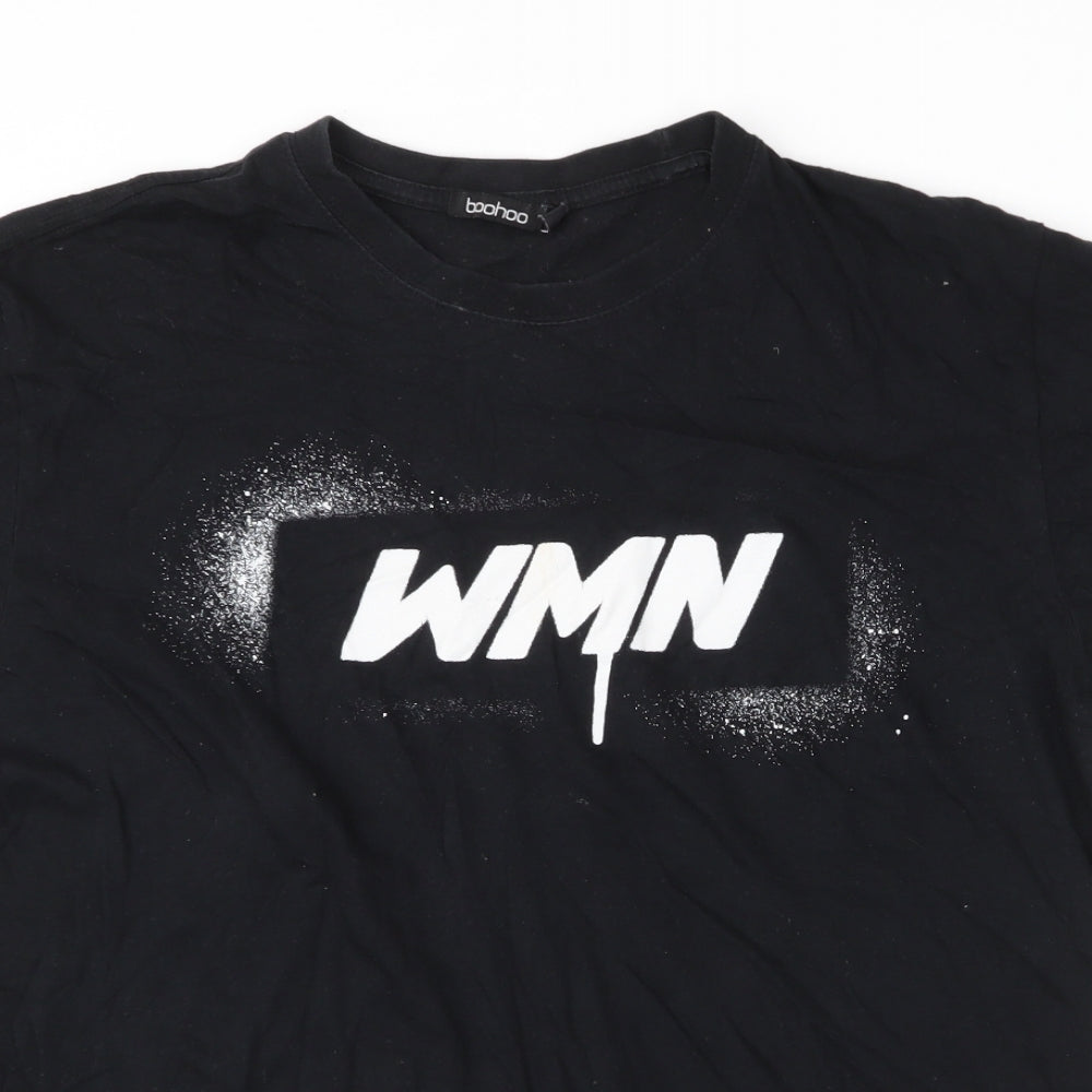 boohoo  Womens Black  Polyester Jersey T-Shirt Size L Round Neck - WMN , woman