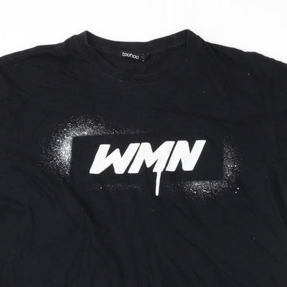 boohoo  Womens Black  Polyester Jersey T-Shirt Size L Round Neck - WMN , woman