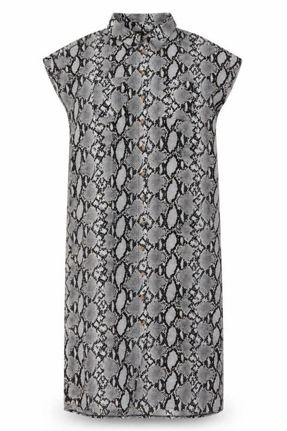 New Look Womens Grey Animal Print Polyester Maxi  Size 14  Collared Button