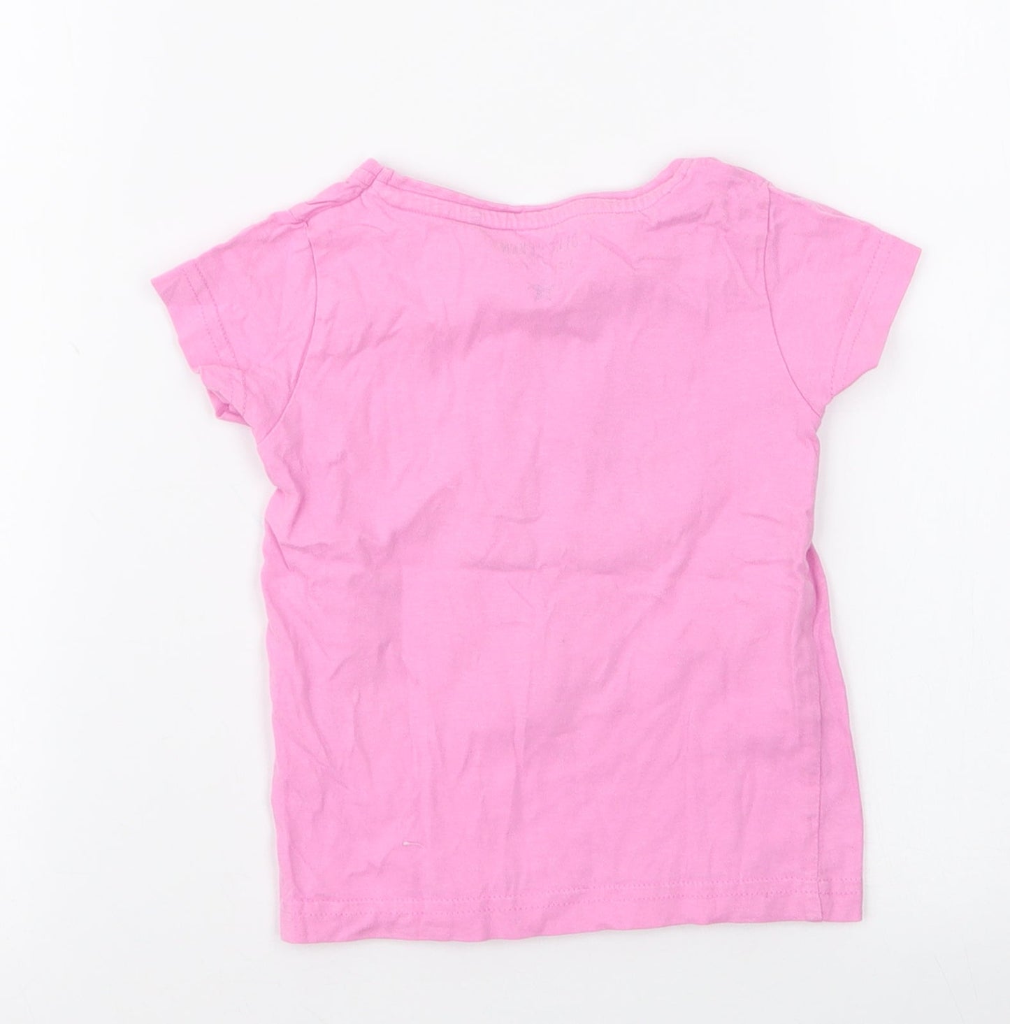 Blue Seven Girls Pink  100% Cotton Jersey T-Shirt Size 2 Years Round Neck Pullover - Banana