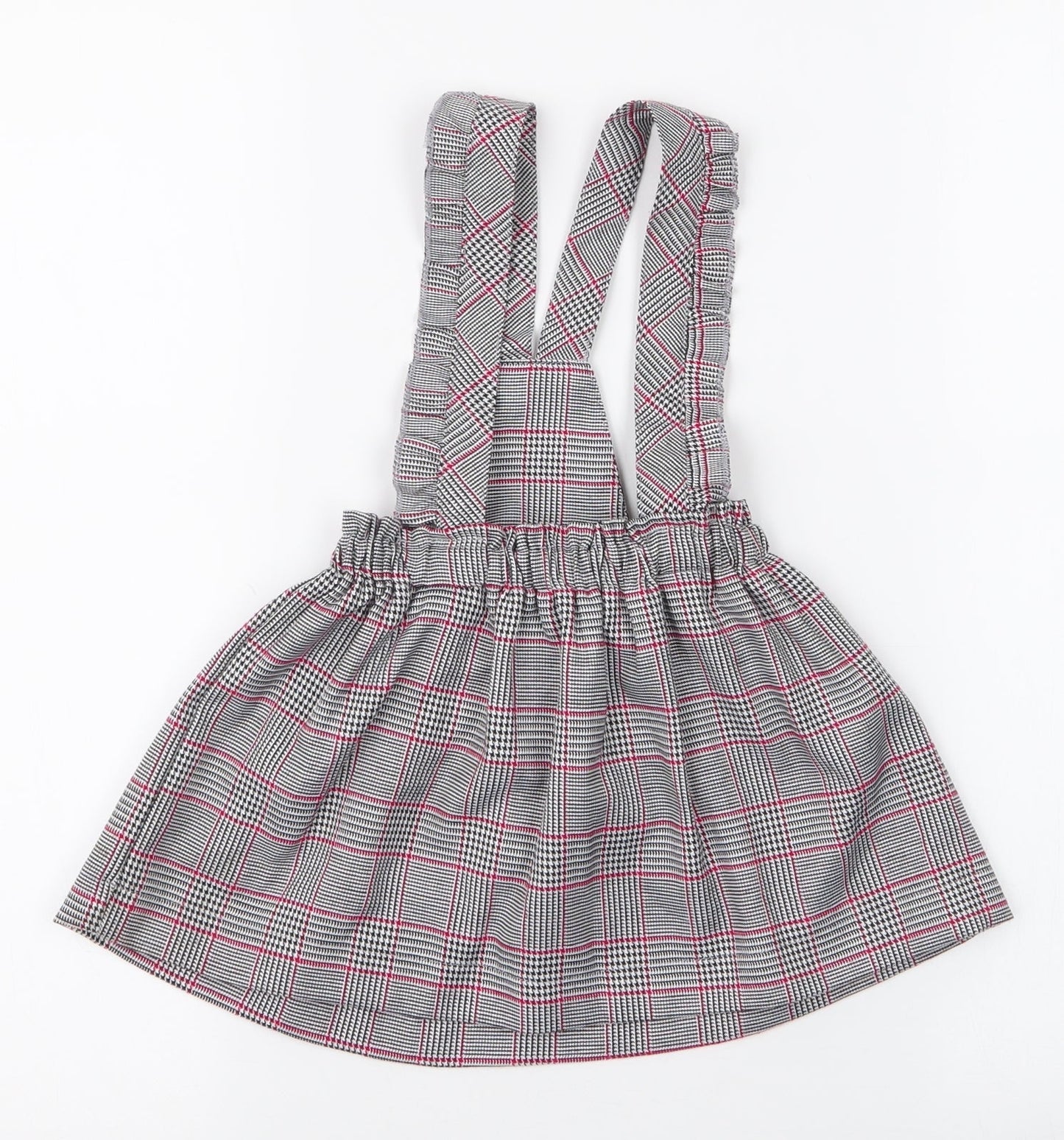 miss ebito Girls Grey Plaid 100% Polyester Pinafore/Dungaree Dress  Size 12 Months   Button
