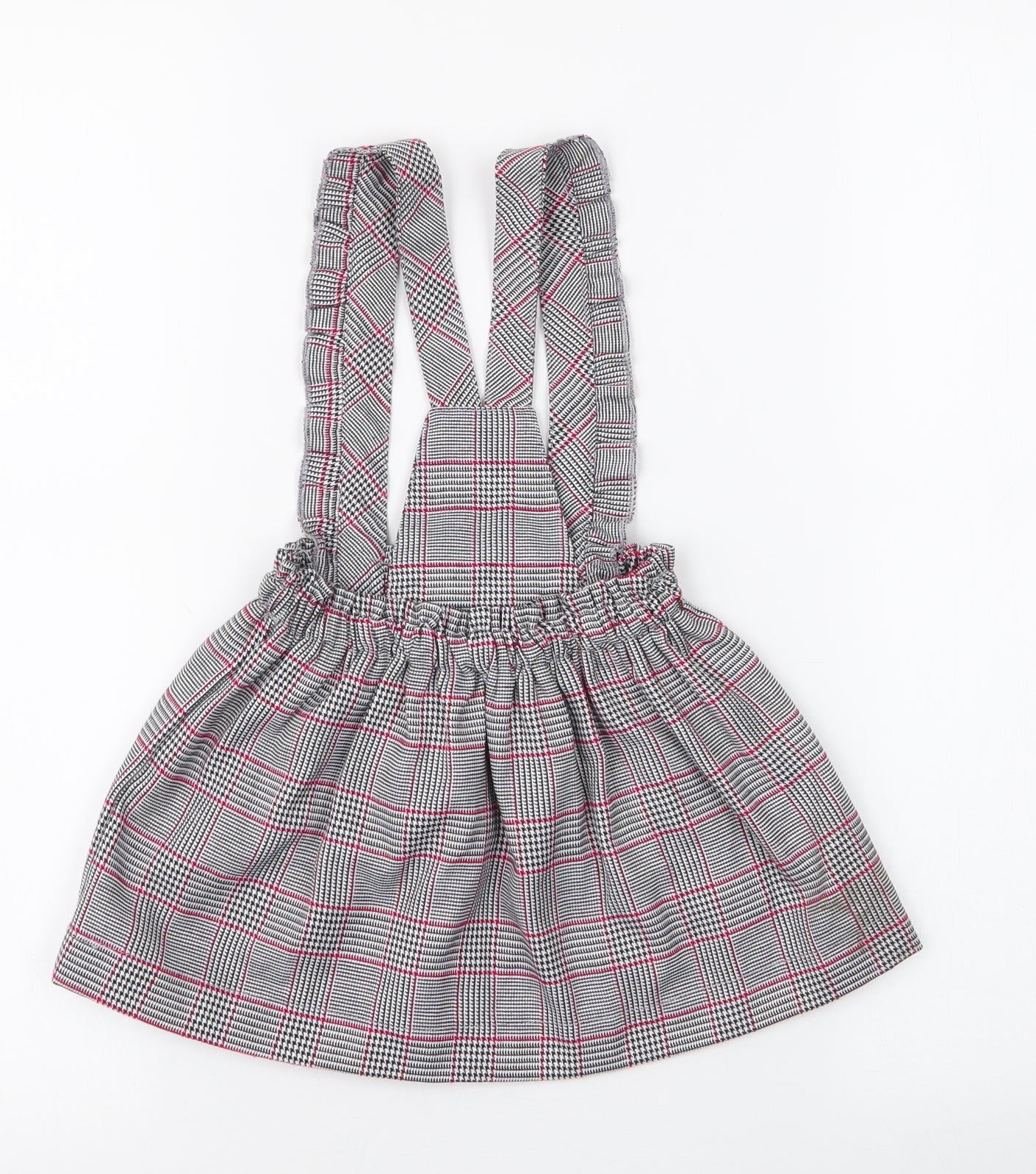 miss ebito Girls Grey Plaid 100% Polyester Pinafore/Dungaree Dress  Size 12 Months   Button
