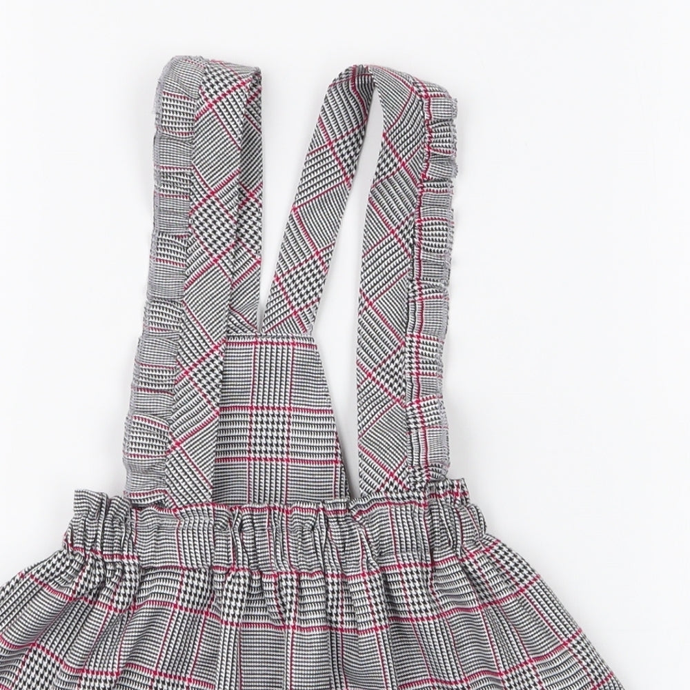 miss ebito Girls Grey Plaid 100% Polyester Pinafore/Dungaree Dress  Size 12 Months   Button