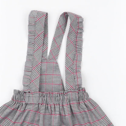 miss ebito Girls Grey Plaid 100% Polyester Pinafore/Dungaree Dress  Size 12 Months   Button