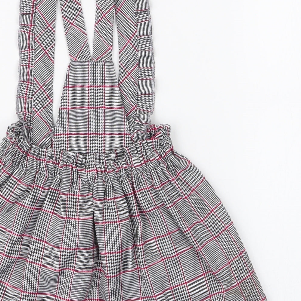 miss ebito Girls Grey Plaid 100% Polyester Pinafore/Dungaree Dress  Size 12 Months   Button