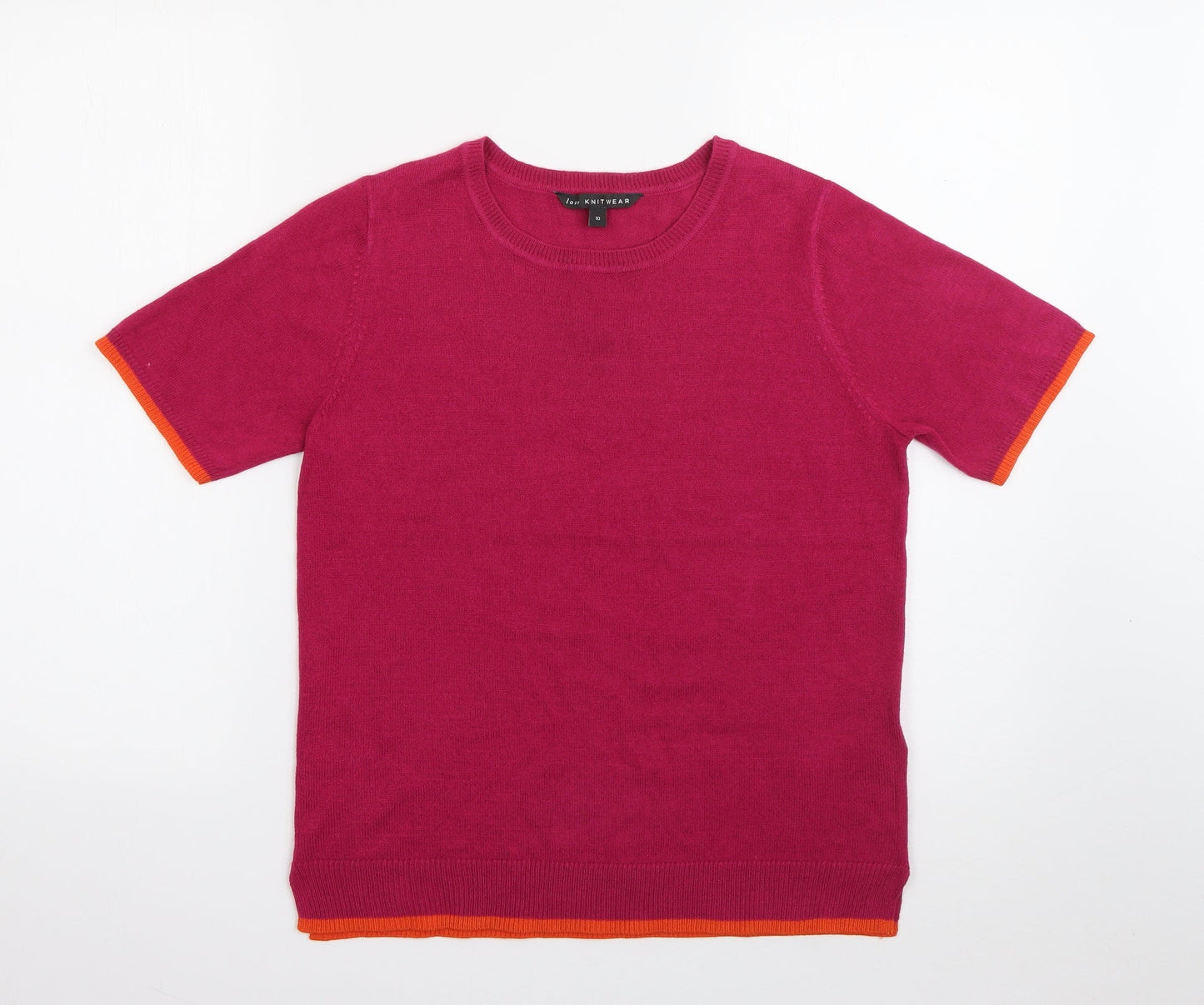 Womens UK Size 10 Love Knitwear Pink Jersey T-Shirt