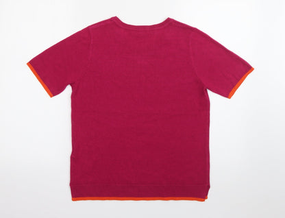 Womens UK Size 10 Love Knitwear Pink Jersey T-Shirt