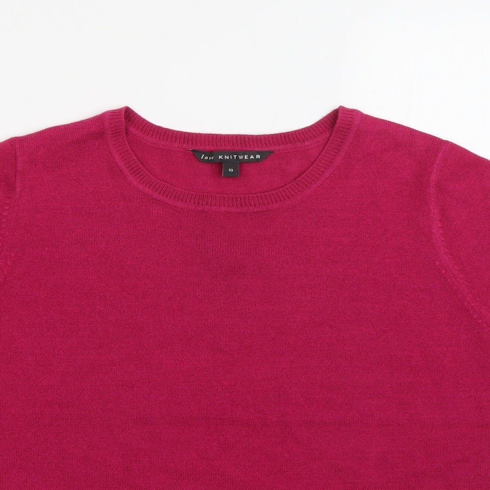 Womens UK Size 10 Love Knitwear Pink Jersey T-Shirt