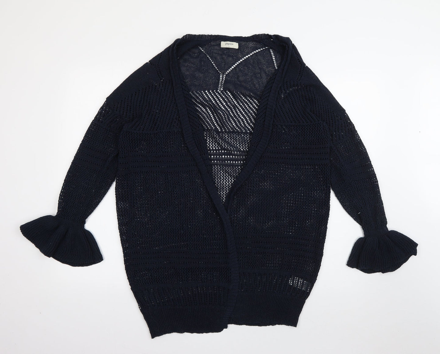 Womens UK Size L Papaya Blue Cardigan Jumper