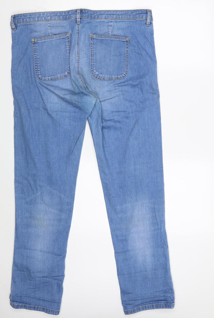 RIVER WOODS Womens Blue  Cotton Straight Jeans Size 34 L31 in Slim Zip