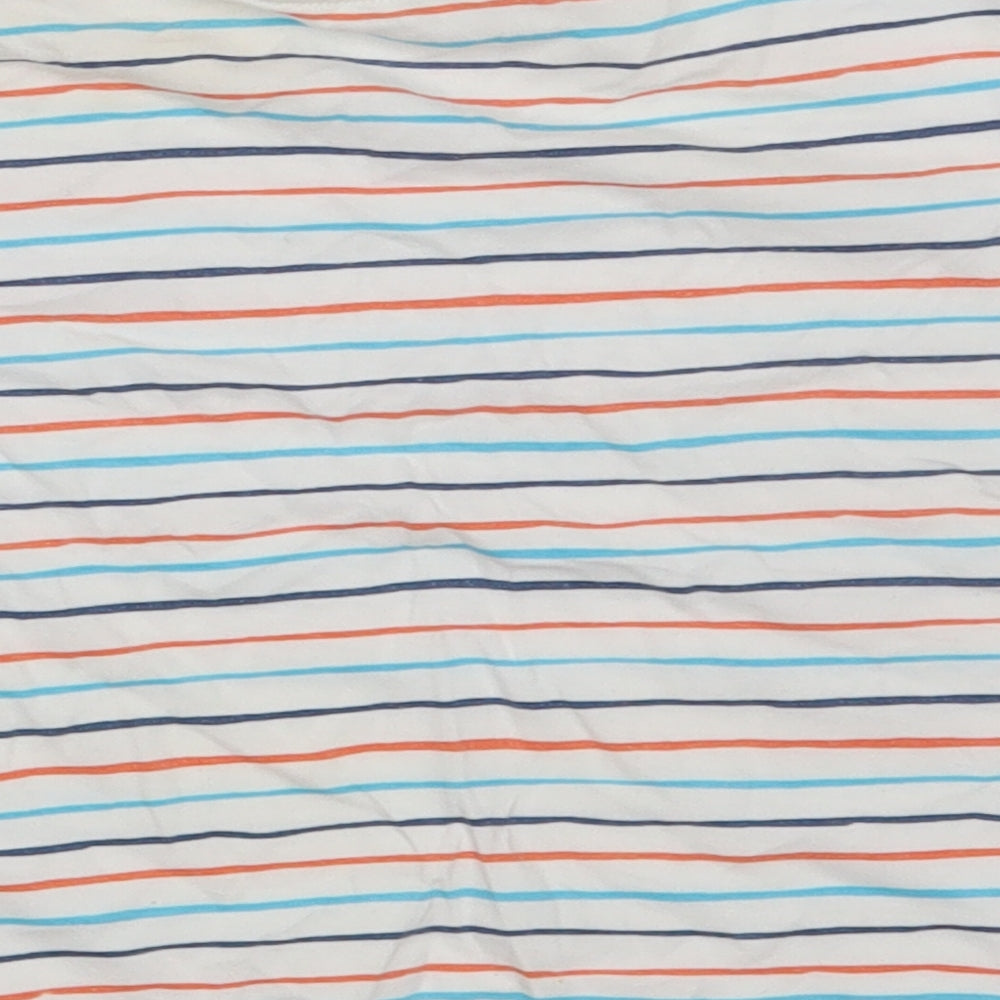 Dunnes Stores Boys White Striped 100% Cotton Pullover T-Shirt Size 3 Years Round Neck
