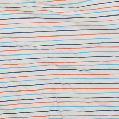Dunnes Stores Boys White Striped 100% Cotton Pullover T-Shirt Size 3 Years Round Neck
