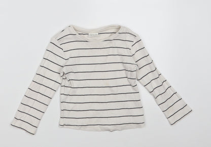 F&F Girls White Striped Cotton Pullover Sweatshirt Size 2-3 Years