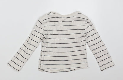 F&F Girls White Striped Cotton Pullover Sweatshirt Size 2-3 Years