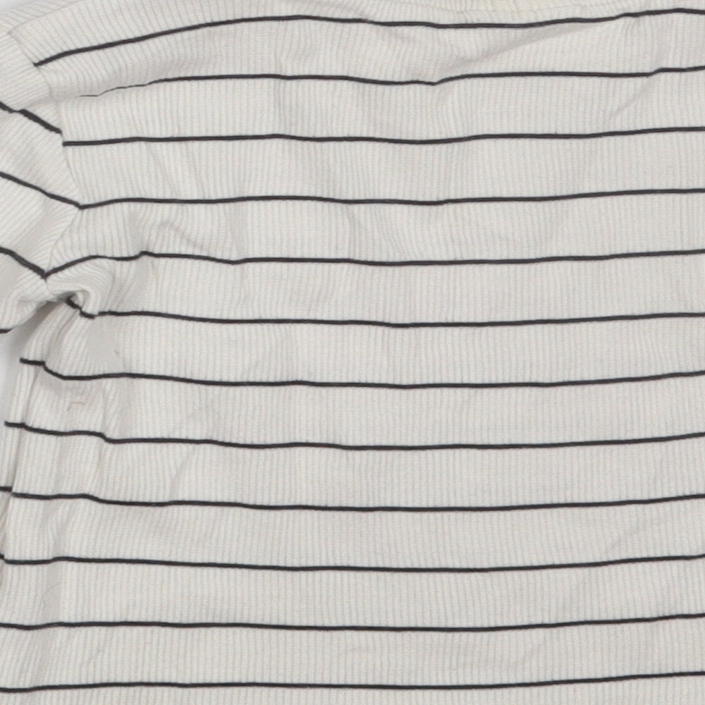 F&F Girls White Striped Cotton Pullover Sweatshirt Size 2-3 Years