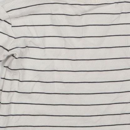 F&F Girls White Striped Cotton Pullover Sweatshirt Size 2-3 Years