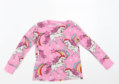 NEXT Girls Pink Animal Print 100% Cotton Top Pyjama Top Size 3 Years   - Unicorn