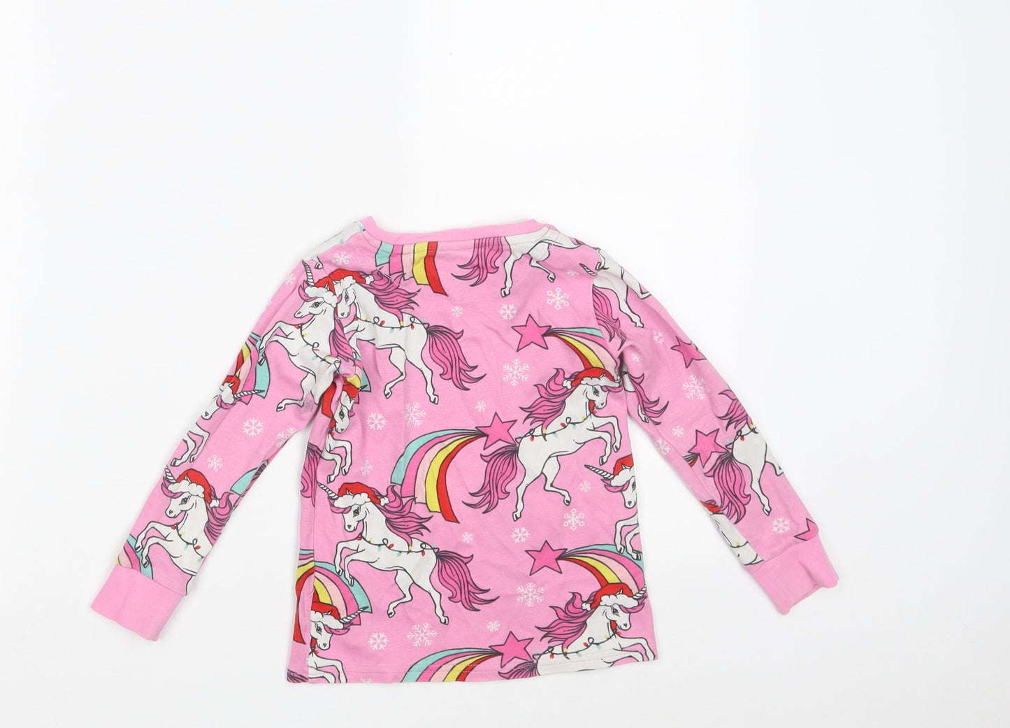 NEXT Girls Pink Animal Print 100% Cotton Top Pyjama Top Size 3 Years   - Unicorn