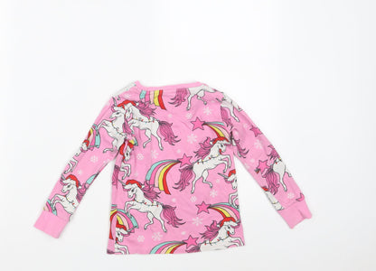 NEXT Girls Pink Animal Print 100% Cotton Top Pyjama Top Size 3 Years   - Unicorn