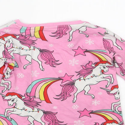 NEXT Girls Pink Animal Print 100% Cotton Top Pyjama Top Size 3 Years   - Unicorn
