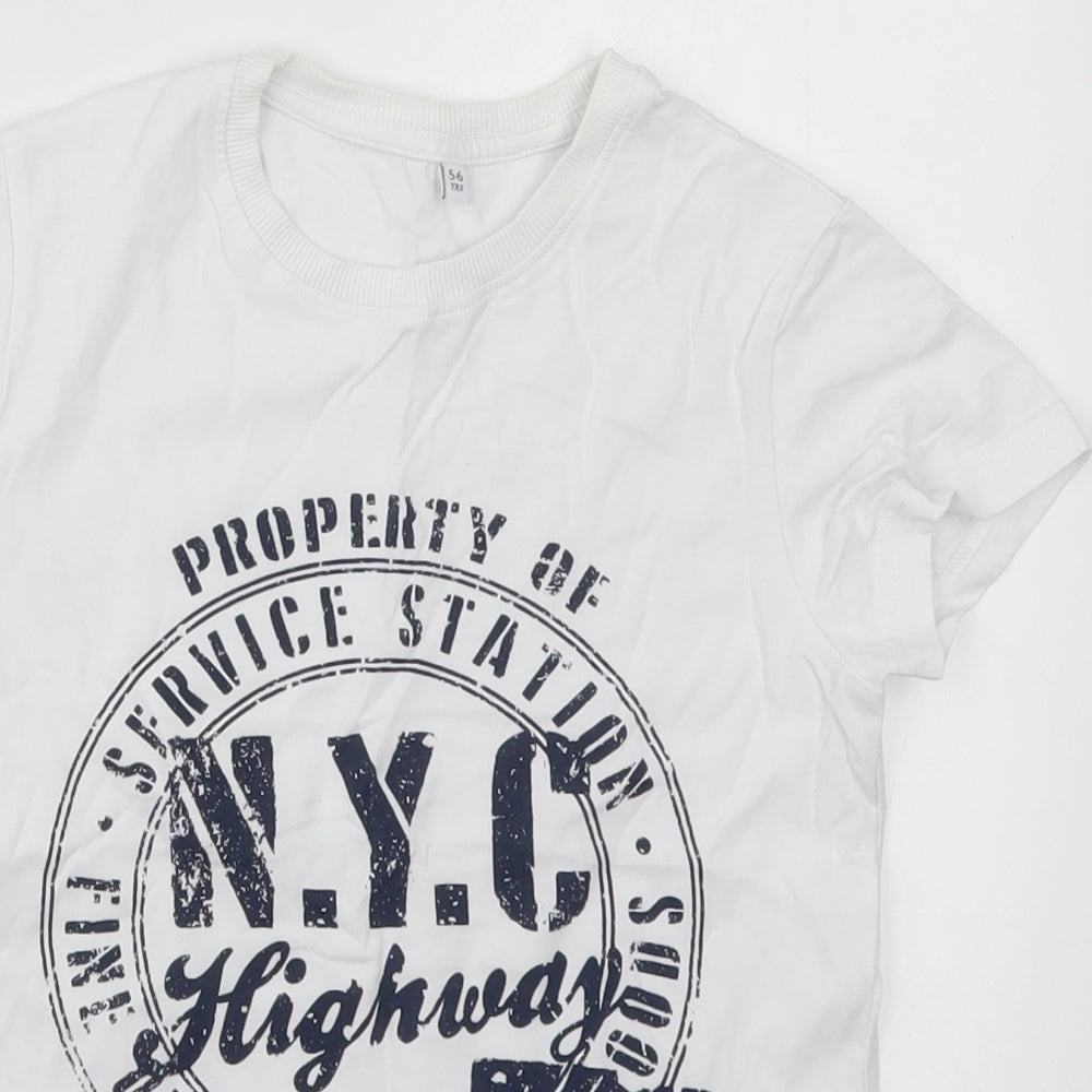 Marks and Spencer Boys White  Cotton Basic T-Shirt Size 5-6 Years Roll Neck Pullover - NYC Highway