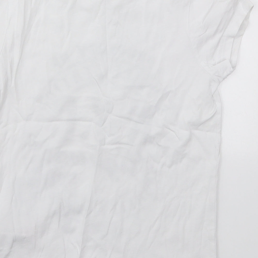 Marks and Spencer Boys White  Cotton Basic T-Shirt Size 5-6 Years Roll Neck Pullover - NYC Highway