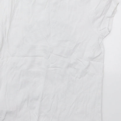 Marks and Spencer Boys White  Cotton Basic T-Shirt Size 5-6 Years Roll Neck Pullover - NYC Highway
