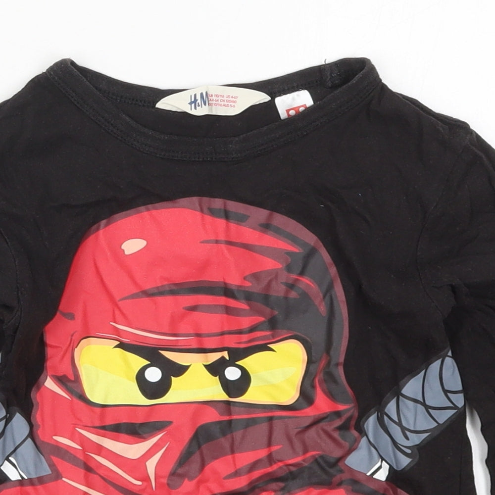 Primark Boys Black  Cotton Basic T-Shirt Size 5-6 Years Crew Neck Pullover - NinjaGQ Lego
