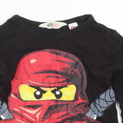 Primark Boys Black  Cotton Basic T-Shirt Size 5-6 Years Crew Neck Pullover - NinjaGQ Lego