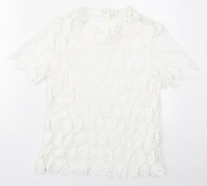 Womens UK Size M Preworn White Basic T-Shirt