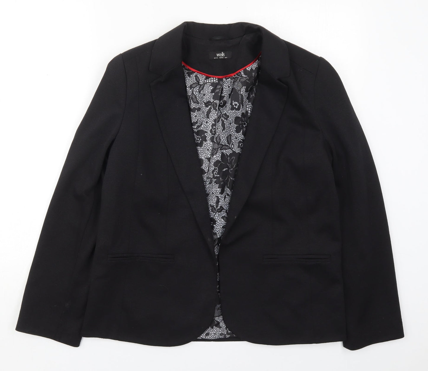 Wallis Womens Black  Polyester Jacket Blazer Size 12