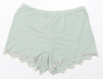 Dunnes Womens Green  Polyester Sweat Shorts Size S L3 in Regular  - Pyjama Shorts