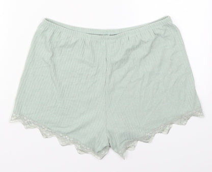 Dunnes Womens Green  Polyester Sweat Shorts Size S L3 in Regular  - Pyjama Shorts