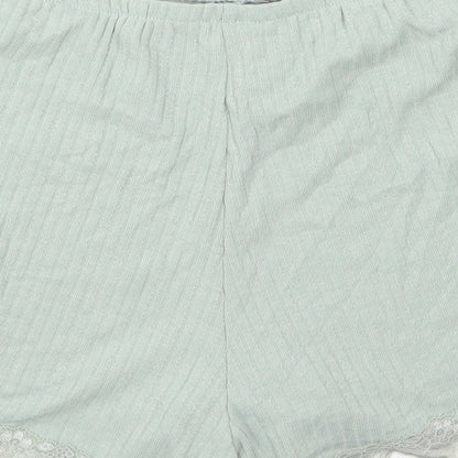 Dunnes Womens Green  Polyester Sweat Shorts Size S L3 in Regular  - Pyjama Shorts