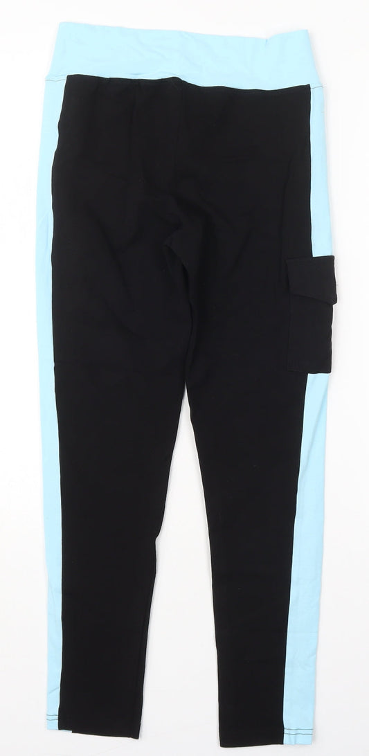 I Love Sia Womens Black  Cotton Capri Leggings Size M L25 in Regular  - Blue