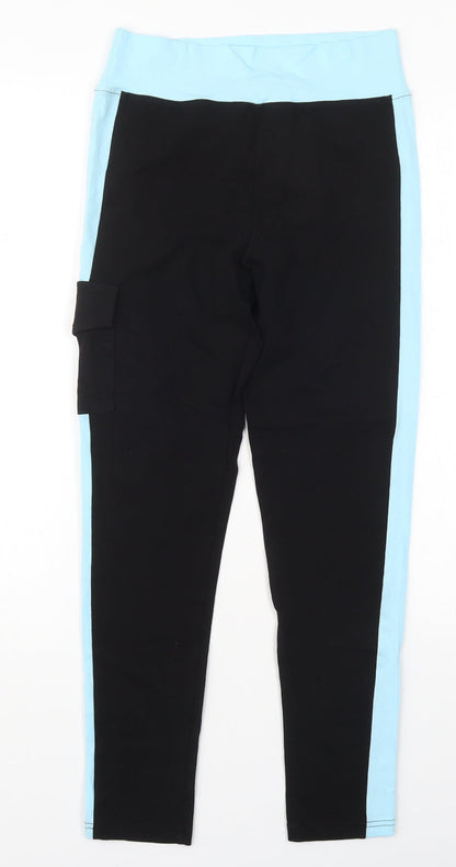 I Love Sia Womens Black  Cotton Capri Leggings Size M L25 in Regular  - Blue
