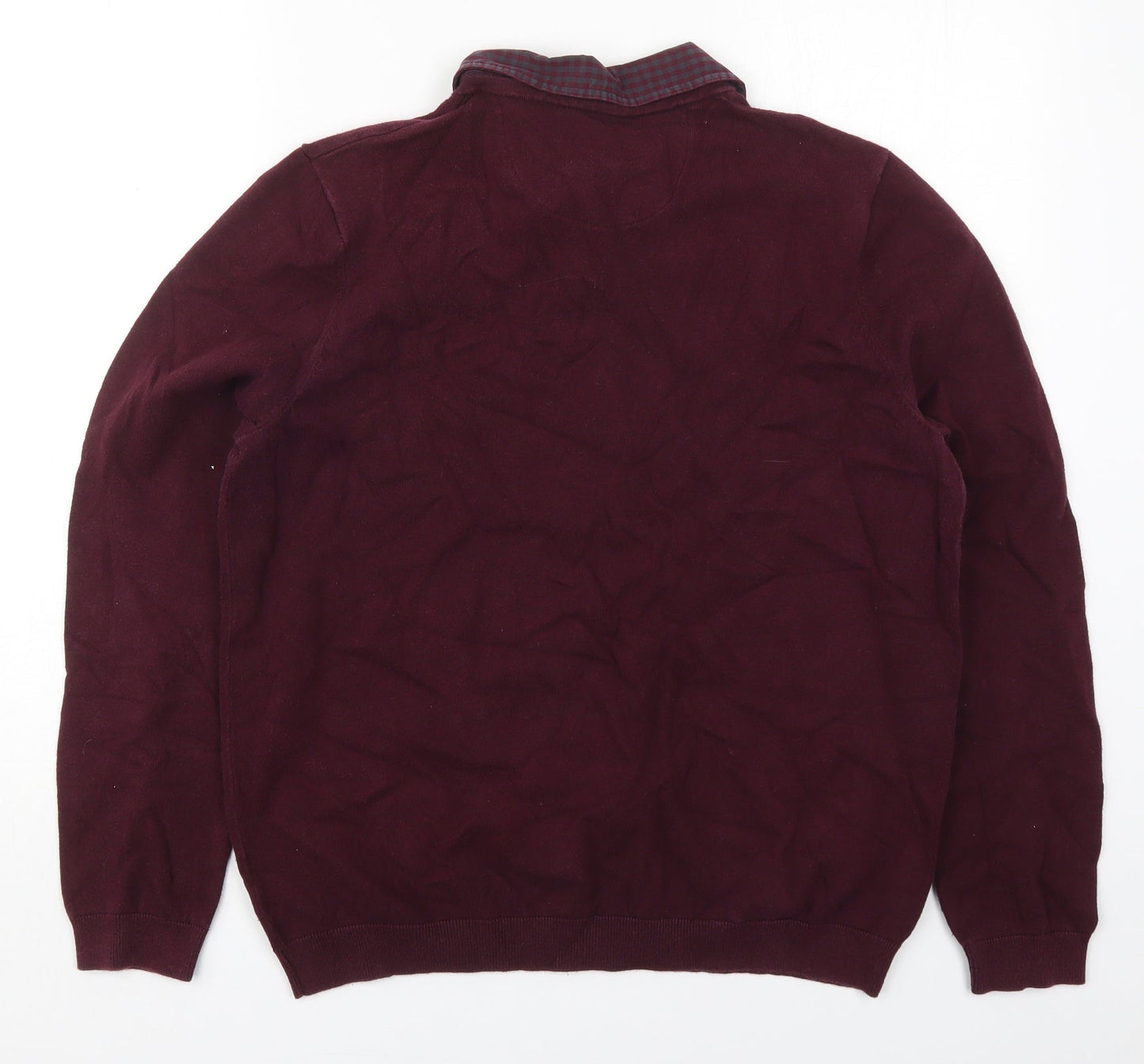 Burton Mens Purple Collared  Cotton Pullover Jumper Size L