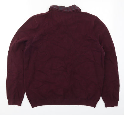 Burton Mens Purple Collared  Cotton Pullover Jumper Size L