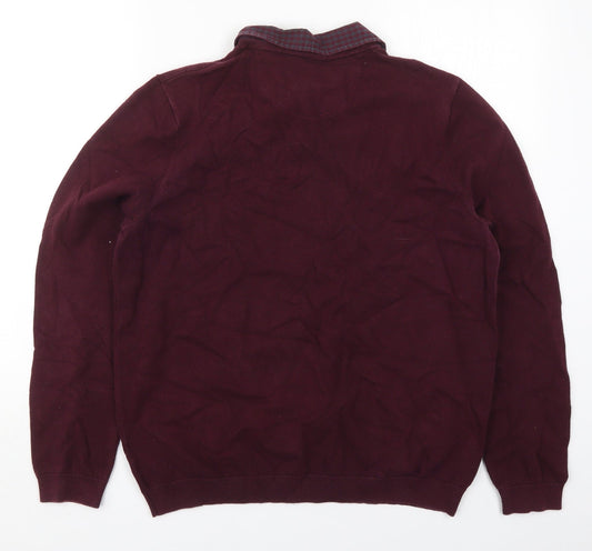 Burton Mens Purple Collared  Cotton Pullover Jumper Size L