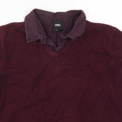 Burton Mens Purple Collared  Cotton Pullover Jumper Size L