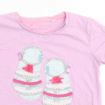 Blue Zoo Girls Purple  100% Cotton Basic T-Shirt Size 4-5 Years Round Neck  - Sandals