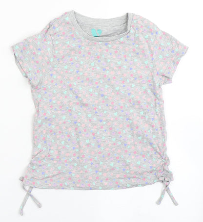 Very Girls Grey  Cotton Basic T-Shirt Size 5-6 Years Round Neck  - Shells. Love hearts