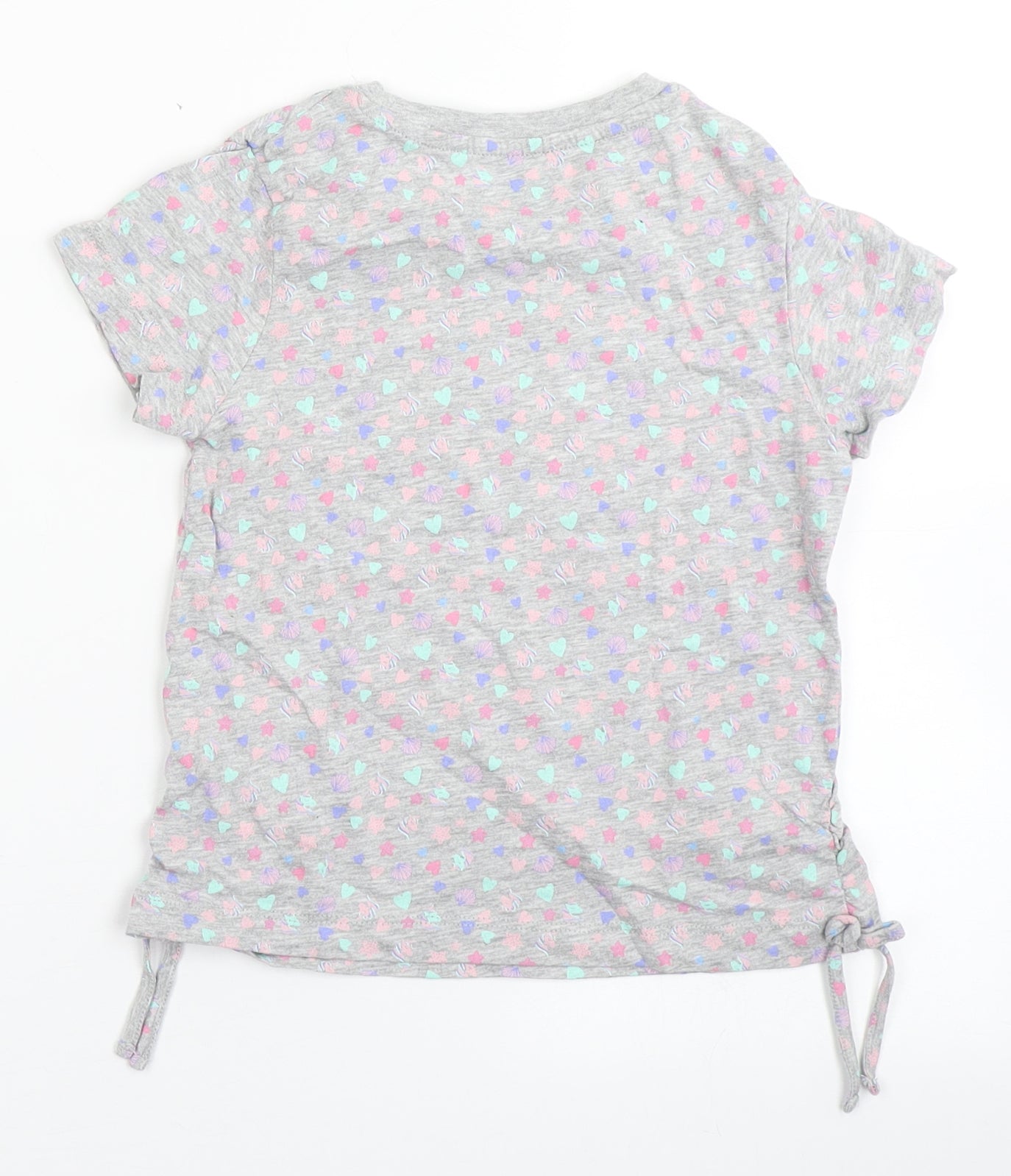 Very Girls Grey  Cotton Basic T-Shirt Size 5-6 Years Round Neck  - Shells. Love hearts