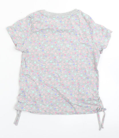 Very Girls Grey  Cotton Basic T-Shirt Size 5-6 Years Round Neck  - Shells. Love hearts