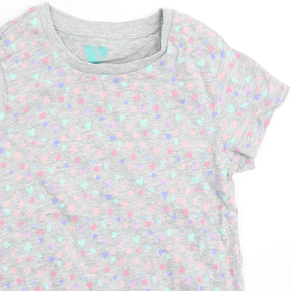 Very Girls Grey  Cotton Basic T-Shirt Size 5-6 Years Round Neck  - Shells. Love hearts