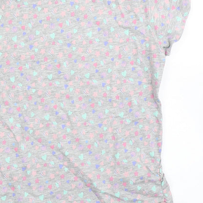 Very Girls Grey  Cotton Basic T-Shirt Size 5-6 Years Round Neck  - Shells. Love hearts