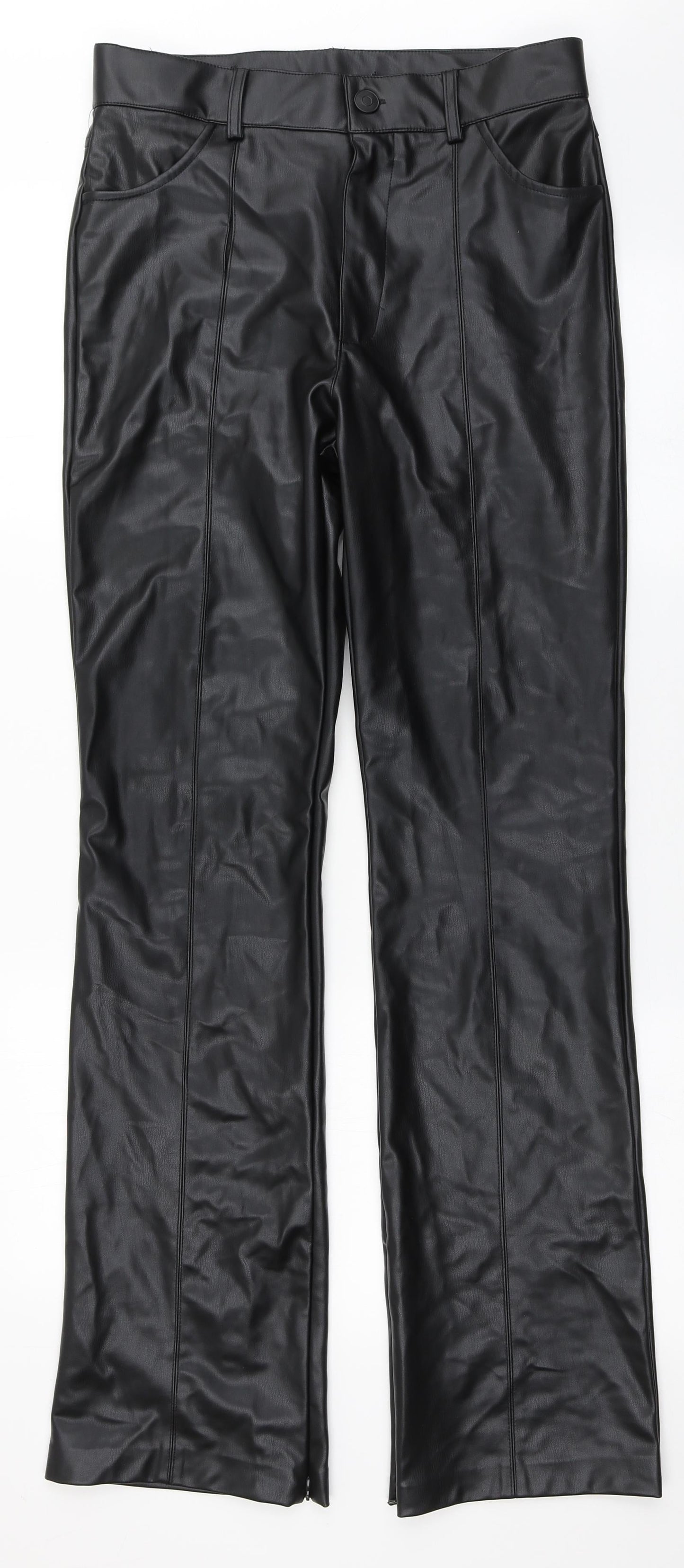 Womens UK Size 30 Preworn Regular Fit  Black Trousers