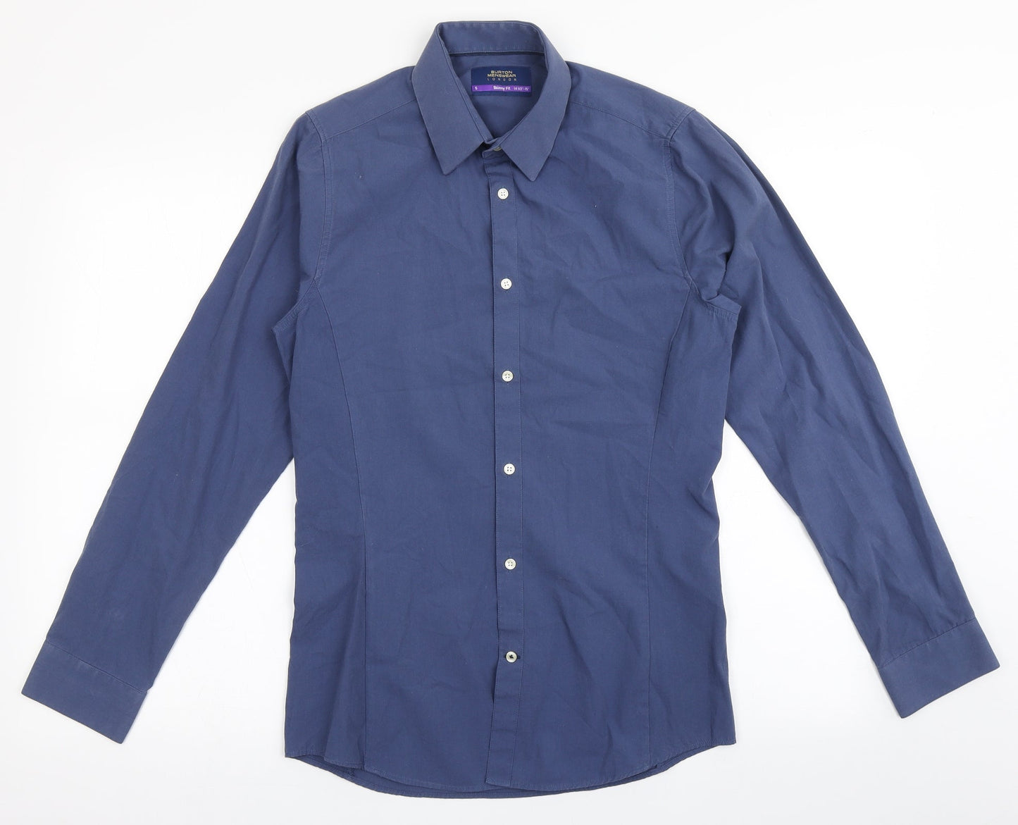 Mens UK Size 14.5 Burton Blue  Button-Up Long Sleeve Casual Shirt