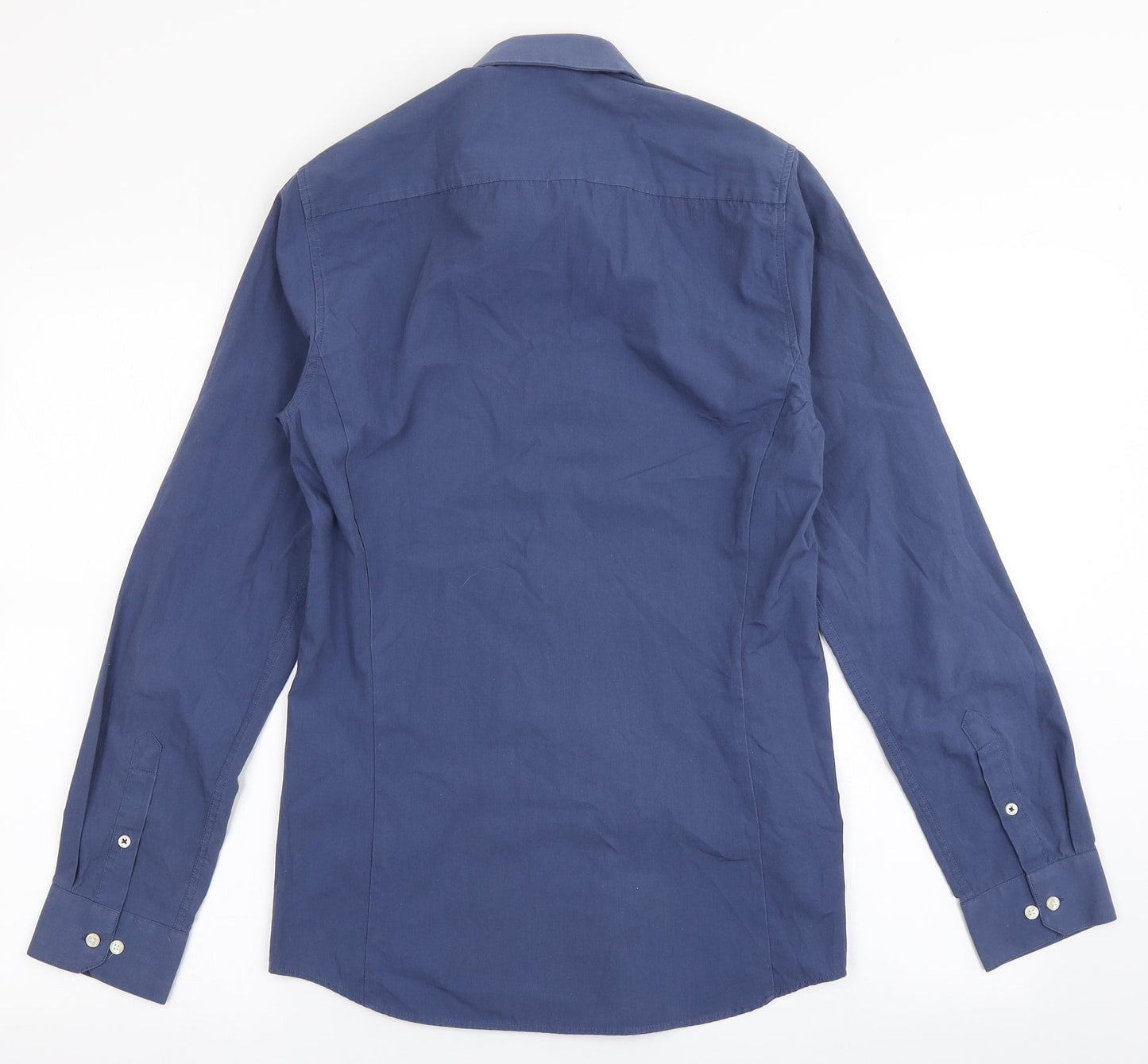 Mens UK Size 14.5 Burton Blue  Button-Up Long Sleeve Casual Shirt