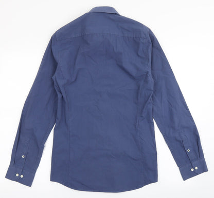 Mens UK Size 14.5 Burton Blue  Button-Up Long Sleeve Casual Shirt